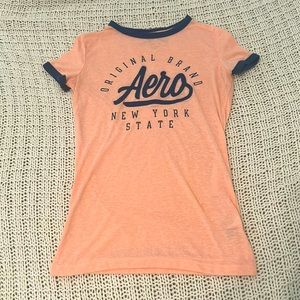 Aeropostale pink and navy classic crew tee